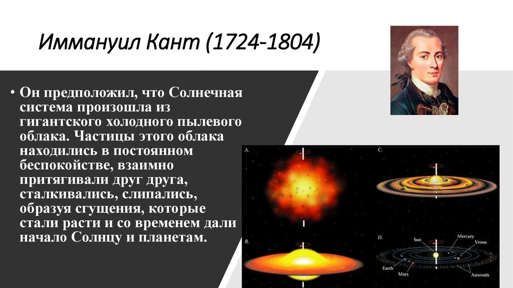 Теория канта. Иммануил кант происхождение солнечной системы. Иммануил кант Солнечная система. Гипотеза Иммануила Канта о происхождении солнечной системы. Иммануил кант происхождение земли.