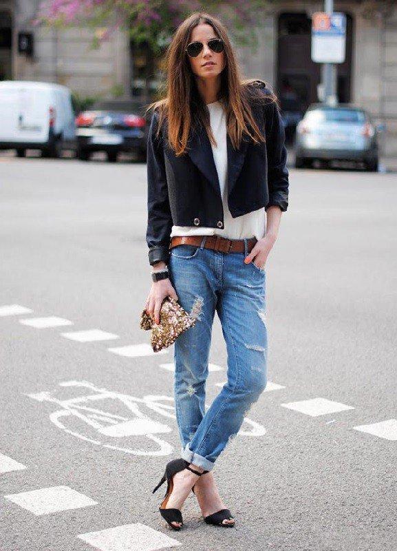 прямые джинсы с босоножками