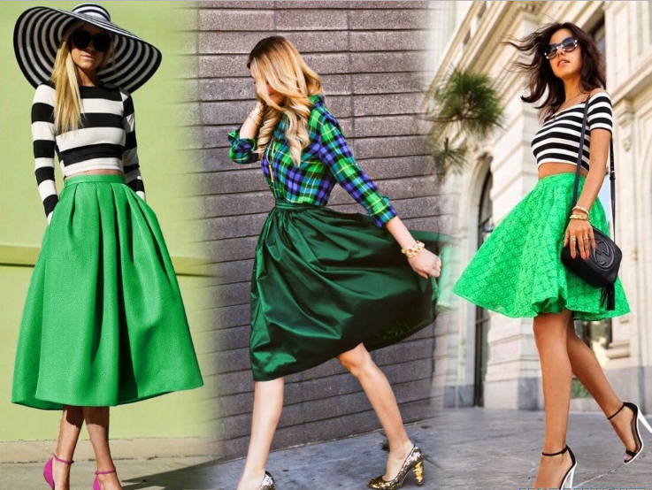 Какую форму зелёной юбки подобрать?