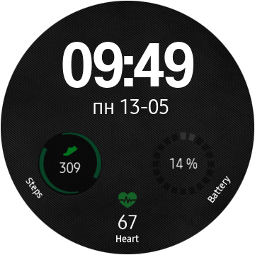 Минималистичный цифровой электронный циферблат для Gear S3