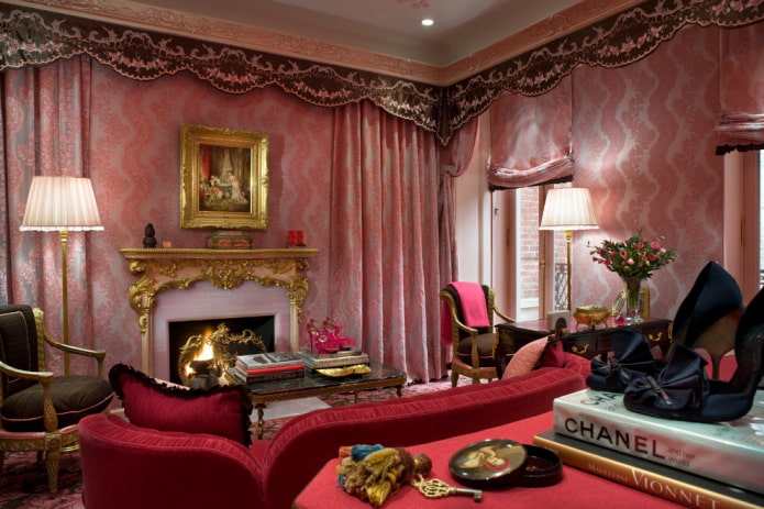 розовая гостиная комната