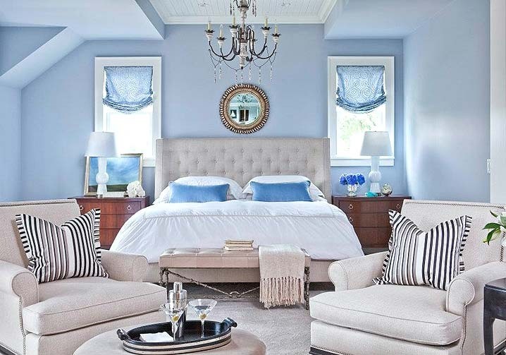 спальня в голубом цвете фото интерьера