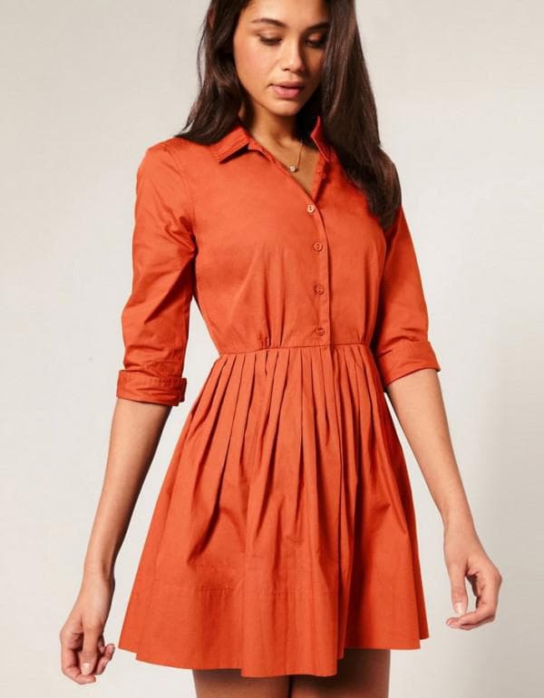 Оранжевое платье рубашка
