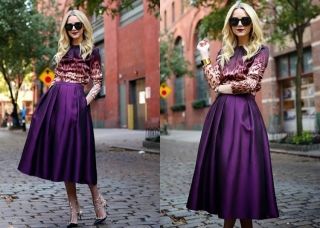С чем носить фиолетовую юбку? Варианты на все случаи