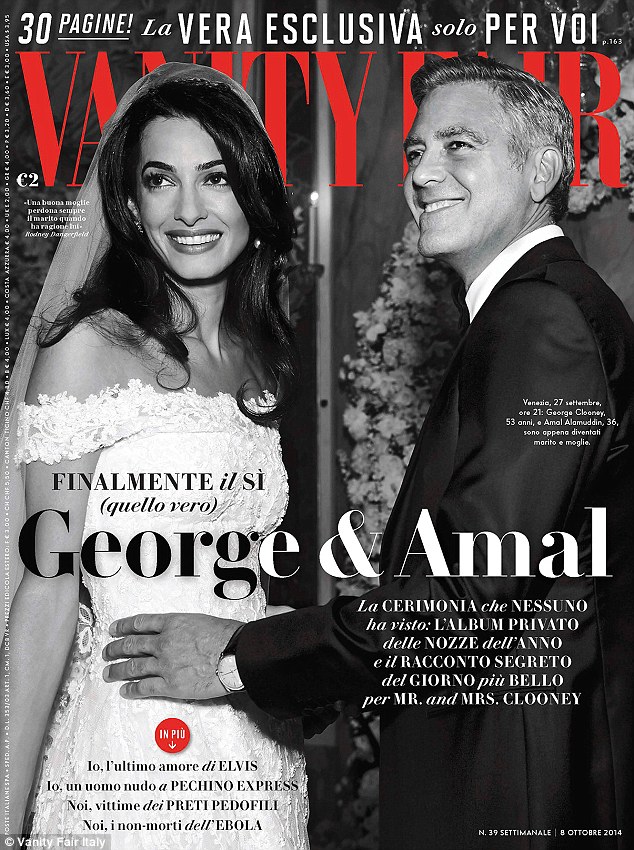 Bella bella: The couple shared their wedding photos with three magazines, the latest being the Italian version of Vanity Fair, which was released on Friday