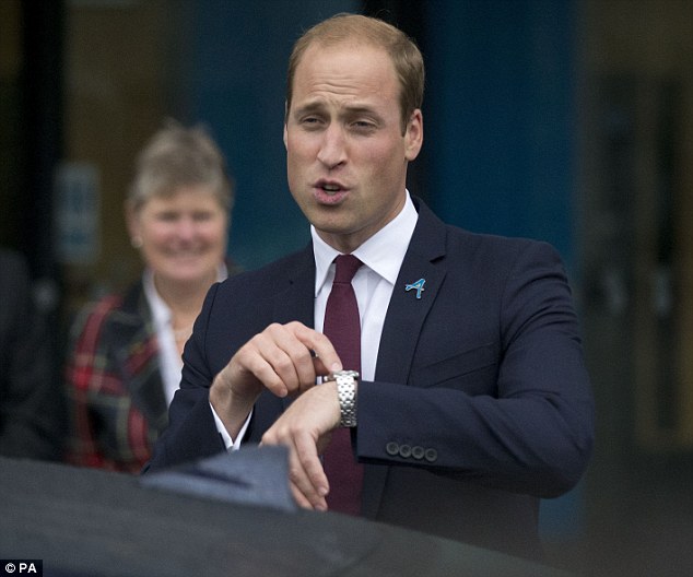 The Duke of Cambridge leaving the Hammersmith Academy, London, following his visit to support the Diana Award