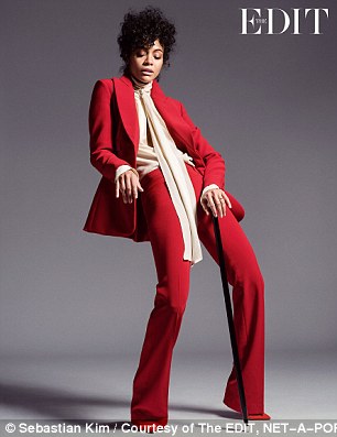 U Got The Look! Saldana channeled late rocker Prince in her photo shoot for The Edit magazine