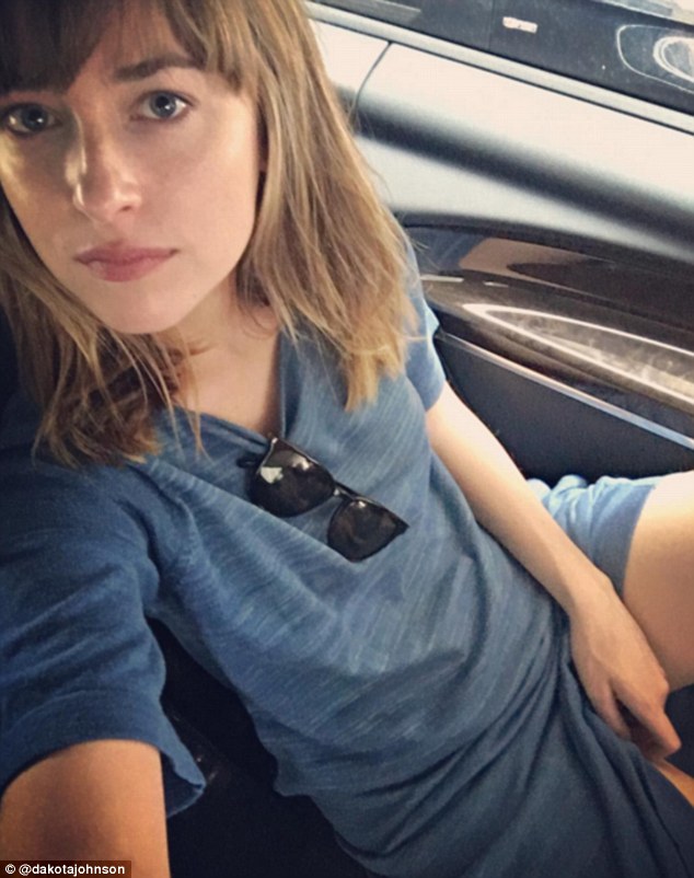 Yikes: Dakota Johnson seemed to be channeling her racy alterego Anastasia Steele after filming wrapped on Thursday, when she posted an extremely suggestive picture of her hand rested on her inner thigh
