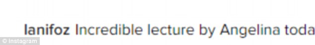 Calming her nerves: She was told that her lecture was 