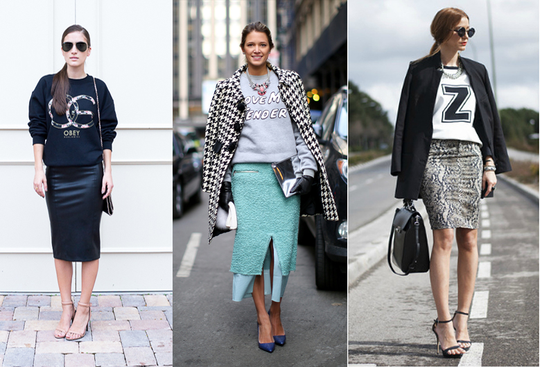 how-to-wear-sweatshirt-with-pencil-skirt