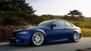 Превью обои синий, вид сбоку, e92, бмв, laguna blue, bmw, m3