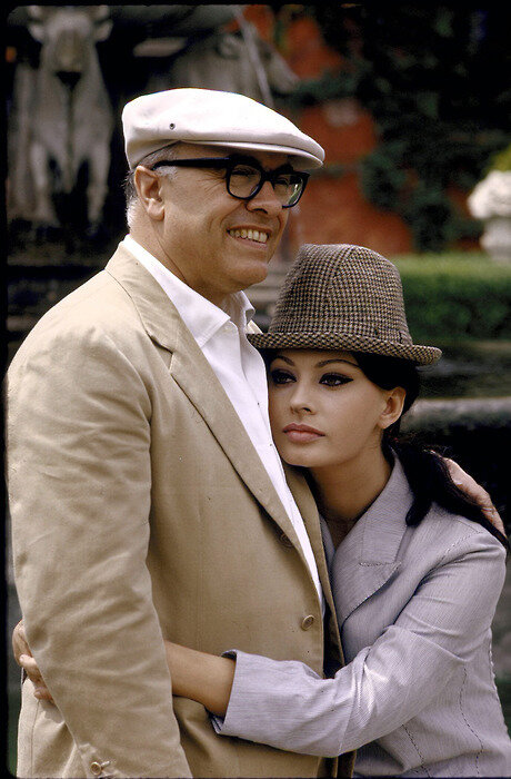 Carlo Ponti and Sophia Loren at their villa, 1964