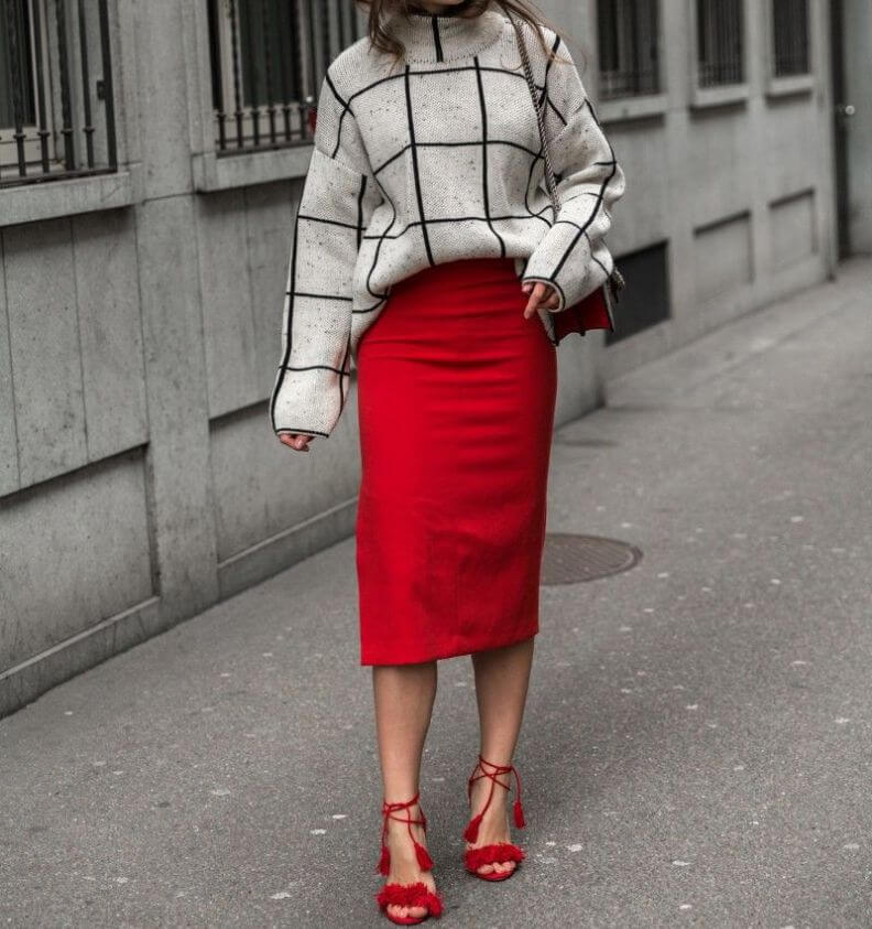 С чем носить и правильно сочетать красную юбку карандаш - создаем шикарные образы