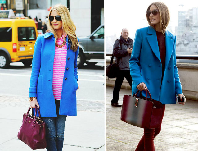 С чем носить женское пальто светло-синего цвета 