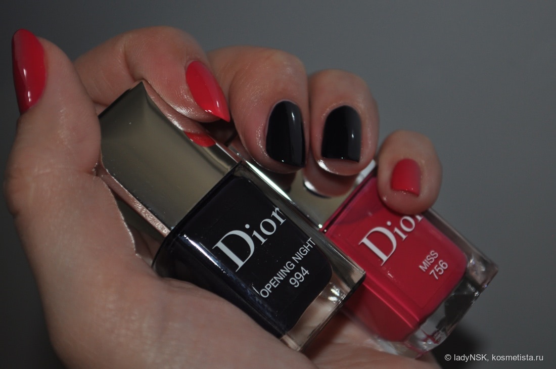 Лаки Dior Vernis Couture colour gel shine and long wear nail lacquer оттенков 756 Miss и 994 Opening night