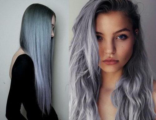Серо-синий цвет волос. Серые волосы – модный тренд