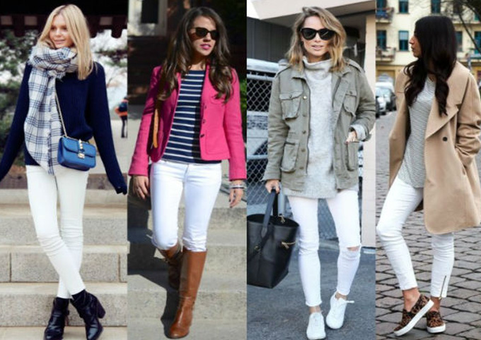 белые джинсы в сочетании с легким пиджаком