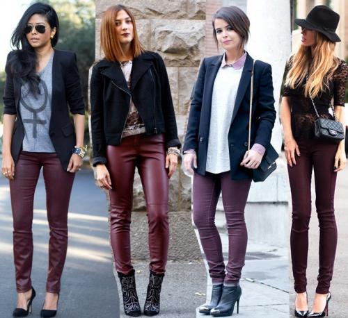 С какими цветами сочетаются бордовые штаны. С чем носить бордовые брюки? Модные сочетания
