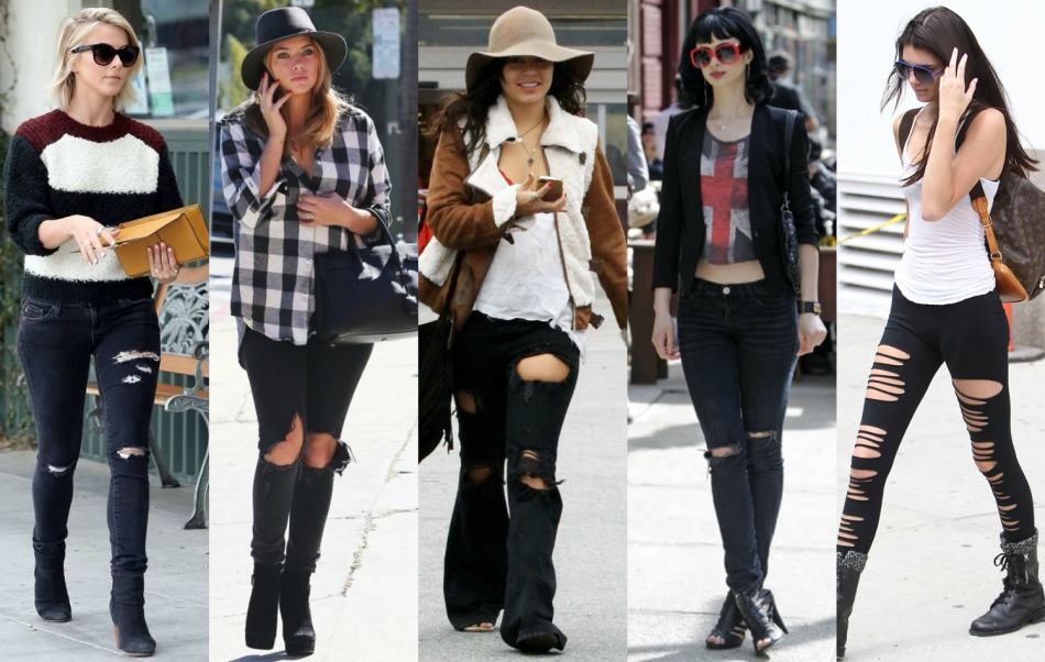 Модные женские рваные джинсы