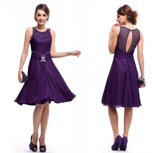 Платье с вырезом на спине фиолетовое