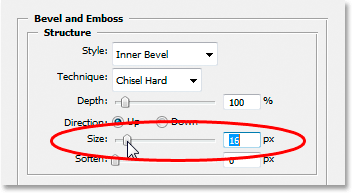 Increase the structure size by dragging the slider bar