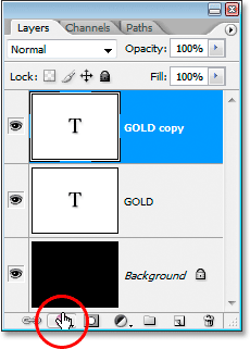 Click the Layer Styles icon at the bottom of the Layers palette