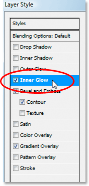 Select the Inner Glow layer style