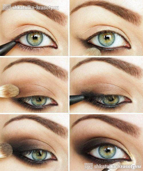 коричневый макияж для зеленых глаз