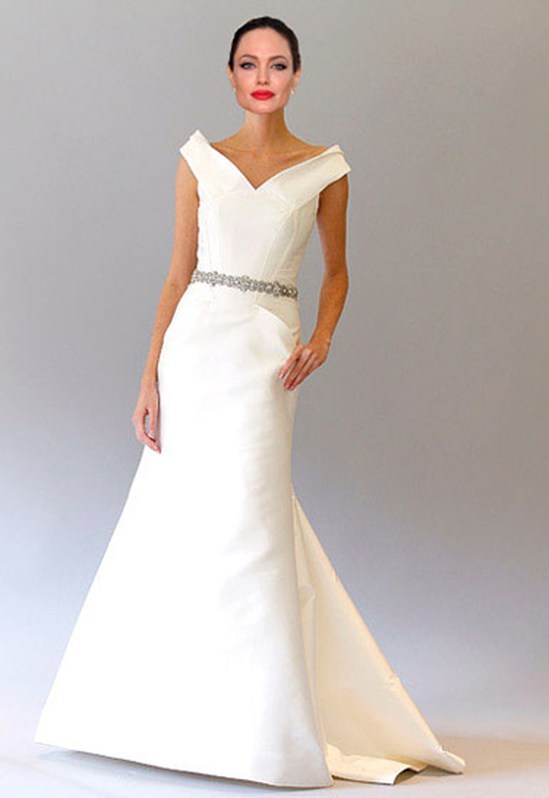 Свадебное платье Анджелины Джоли в лучших традициях классики от Carolina Herrera