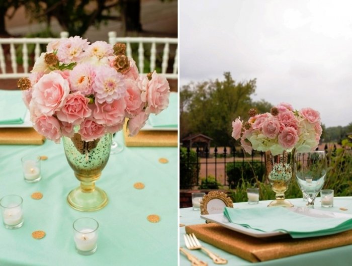 Оформление свадьбы в розово-мятном цвете
