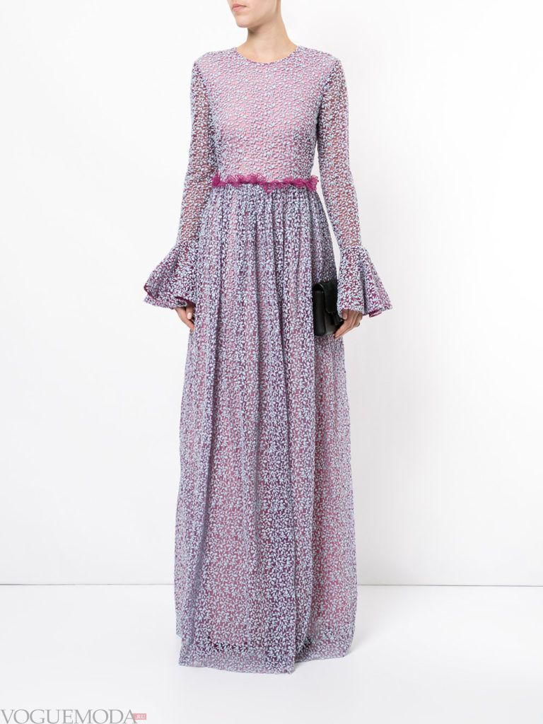 кружевное фиолетовое платье длинное