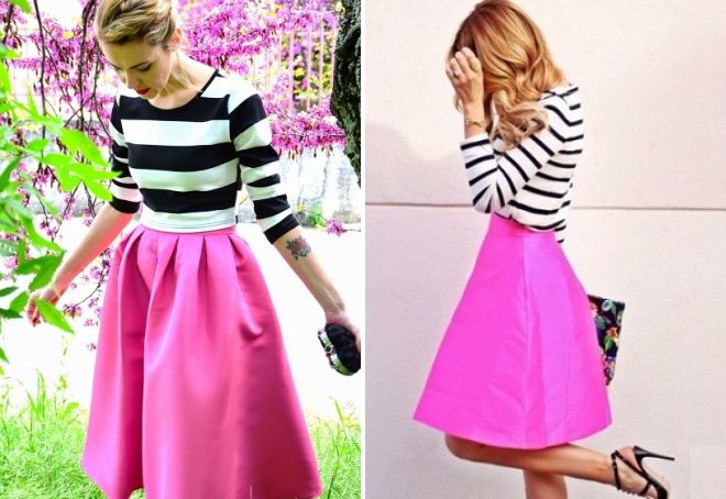 с чем носить розовую юбку