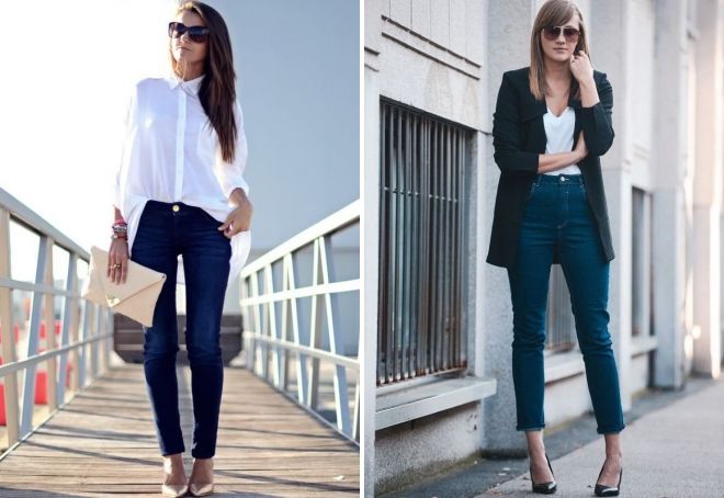 женские классические синие джинсы