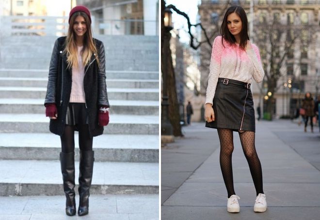 кожаная юбка с черными колготками кожаная юбка с черными колготками