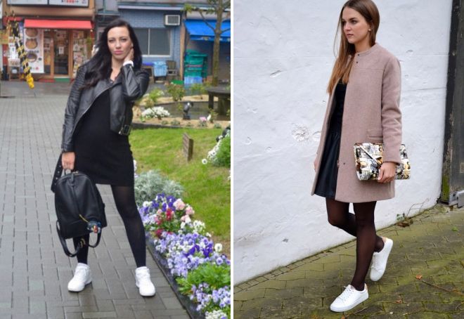 черные колготки с белыми кроссовками черные колготки с белыми кроссовками