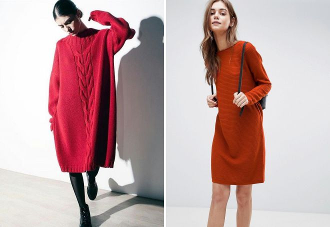 красное платье свитер