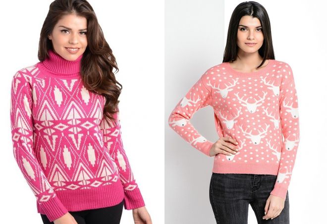 стильный розовый свитер