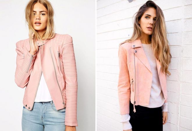кожаные куртки розового цвета