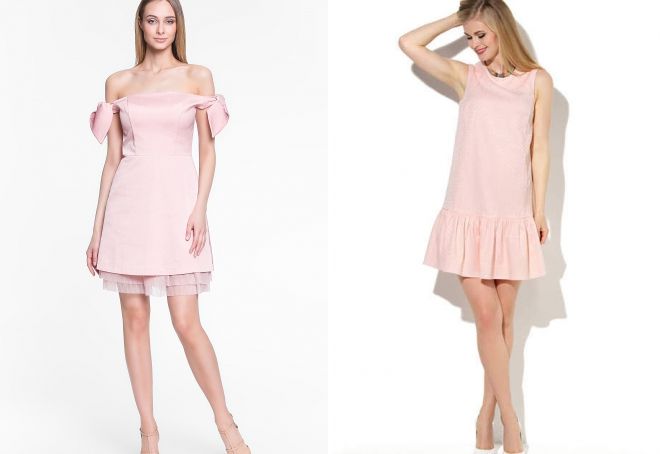 нежно розовое платье до колен