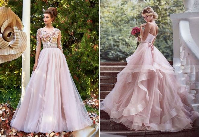 нежно розовое свадебное платье
