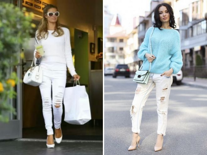 с чем носить белые джинсы весной