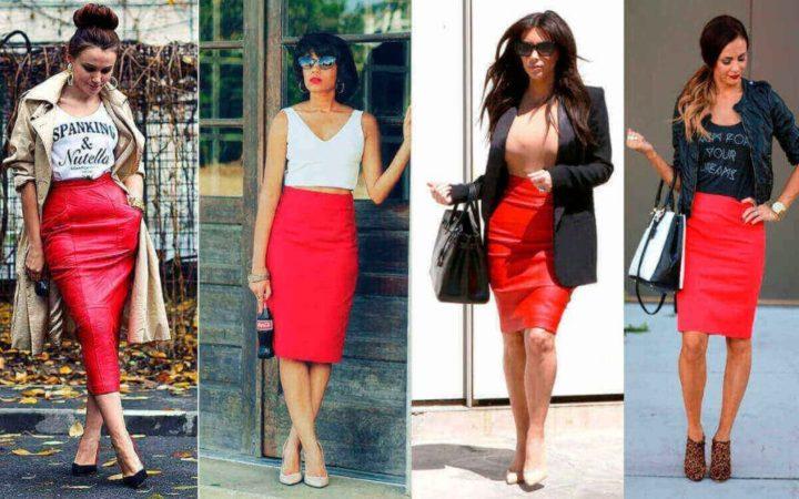 С чем носить красную юбку-карандаш: фото и советы