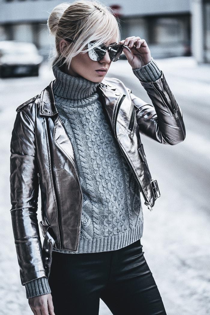 Серебристая куртка металлик: с чем носить