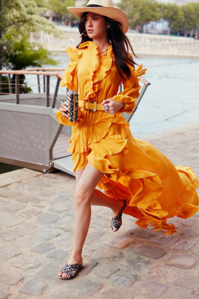 Модное оранжевое платье Elie Saab