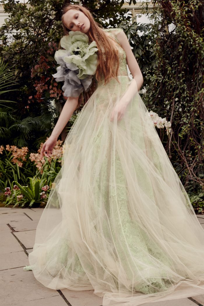 Зеленое свадебное платье Vera Wang
