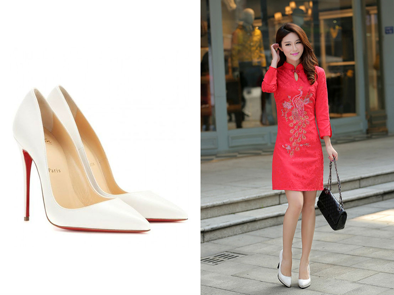Красное платье и белые туфли - классическое сочетание для модных луков.