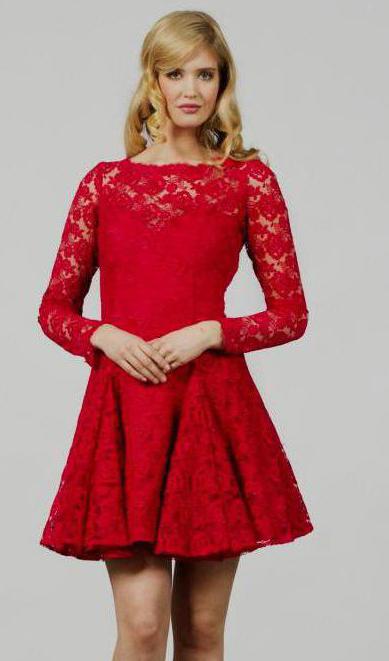 Короткое красное кружевное платье