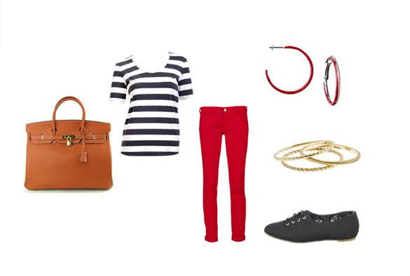 Navy With Red Jeans Outfit Combination